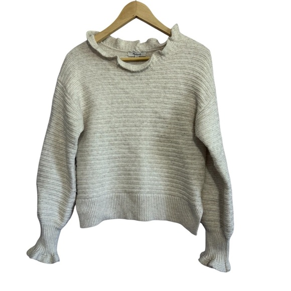 Madewell Women's Wool Blend Mock Ruffle Neck Sweater Top Size Medium - Picture 1 of 8